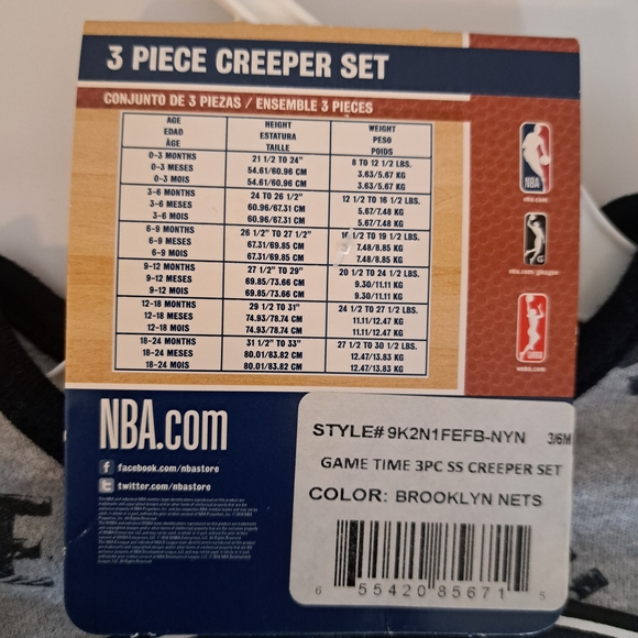 NBA Brooklyn Nets Infant Creeper Set - Black, White, Gray - Picture 5 of 5